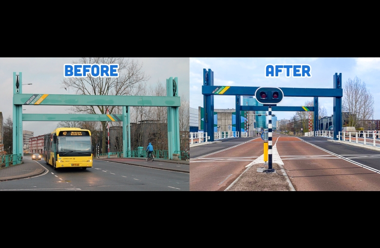 Nelson Mandela Bridge in Utrecht - before and after