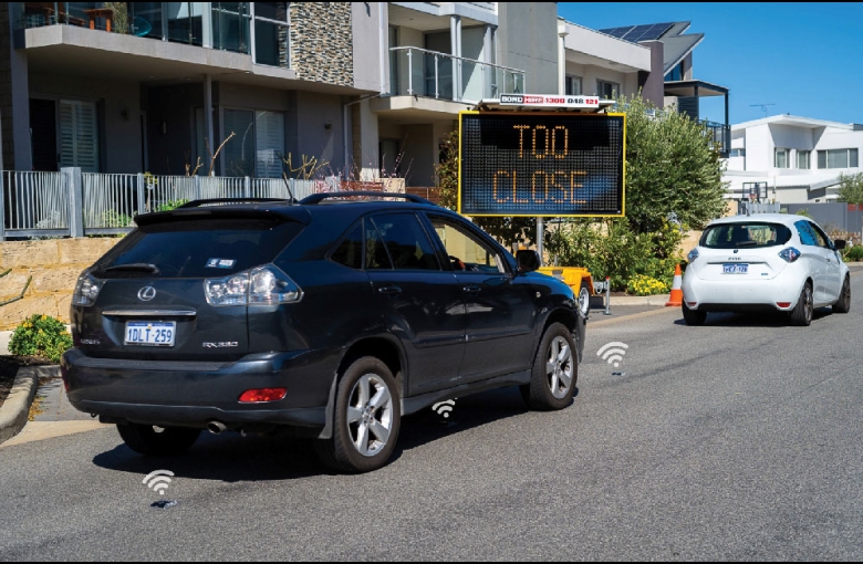 Traffic sensor connected to digital variable sign