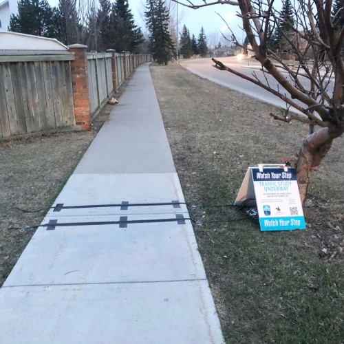 Cycle counter installed on a footpath